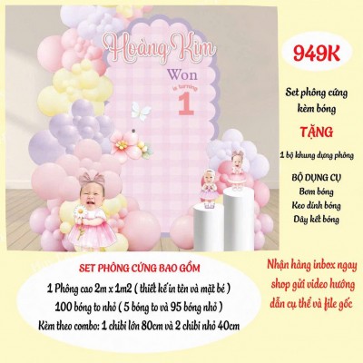 Set Sinh Nhật 949K Bé Gái – Trang Trí Sinh Nhật Đẹp, Ship Toàn Quốc | Huy Party